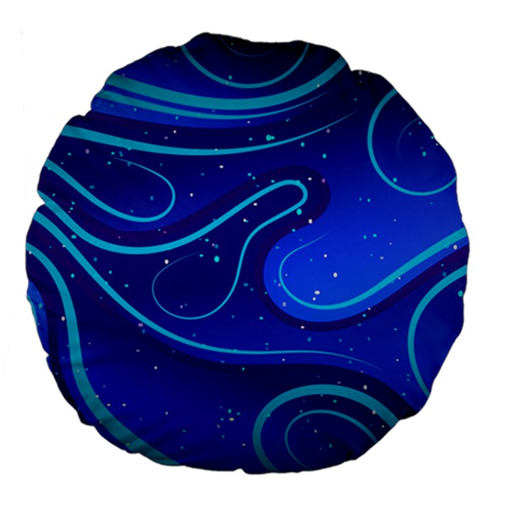 Wavy Abstract Blue Large 18  Premium Flano Round Cushions