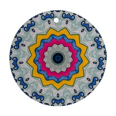 Kaleidoscope Bright Flower Mandala Ornament (round)