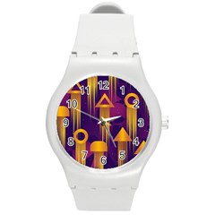 Background Pattern Non Seamless Round Plastic Sport Watch (M)