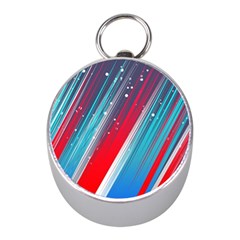 Abstract Red White Blue Feathery Mini Silver Compasses by Pakrebo