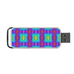 Groovy Green Orange Blue Yellow Square Pattern Portable Usb Flash (one Side) by BrightVibesDesign