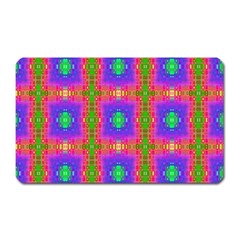 Groovy Purple Green Pink Square Pattern Magnet (rectangular) by BrightVibesDesign