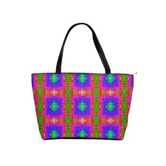 Groovy Purple Green Pink Square Pattern Classic Shoulder Handbag by BrightVibesDesign