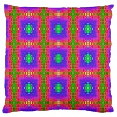 Groovy Purple Green Pink Square Pattern Large Cushion Case (one Side) by BrightVibesDesign