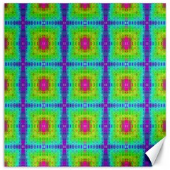 Groovy Yellow Pink Purple Square Pattern Canvas 16  X 16  by BrightVibesDesign