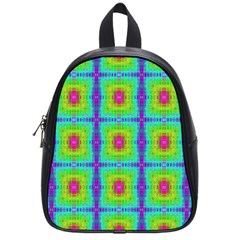 Groovy Yellow Pink Purple Square Pattern School Bag (small) by BrightVibesDesign