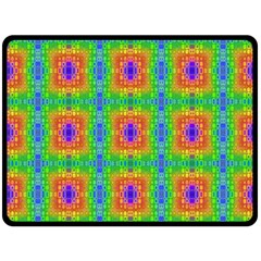 Groovy Purple Green Blue Orange Square Pattern Double Sided Fleece Blanket (large)  by BrightVibesDesign