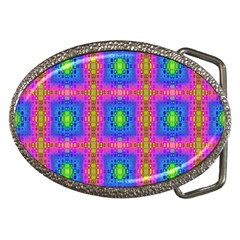 Groovy Pink Blue Yellow Square Pattern Belt Buckles by BrightVibesDesign