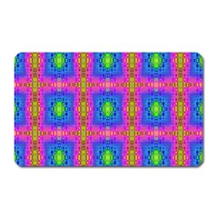 Groovy Pink Blue Yellow Square Pattern Magnet (rectangular) by BrightVibesDesign