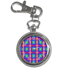 Groovy Blue Pink Yellow Square Pattern Key Chain Watches by BrightVibesDesign