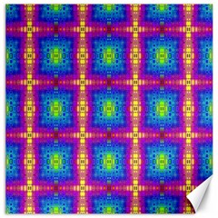 Groovy Blue Pink Yellow Square Pattern Canvas 20  X 20  by BrightVibesDesign