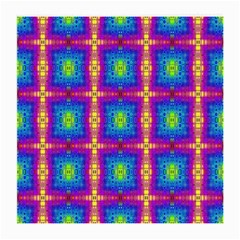 Groovy Blue Pink Yellow Square Pattern Medium Glasses Cloth (2 Sides) by BrightVibesDesign