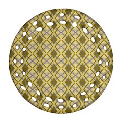 Argyle Large Yellow Pattern Ornament (round Filigree) by BrightVibesDesign