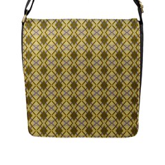 Argyle Large Yellow Pattern Flap Closure Messenger Bag (l) by BrightVibesDesign