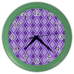 Argyle Large Purple Pattern Color Wall Clock by BrightVibesDesign