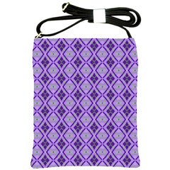 Argyle Large Purple Pattern Shoulder Sling Bag by BrightVibesDesign