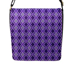 Argyle Large Purple Pattern Flap Closure Messenger Bag (l) by BrightVibesDesign