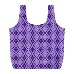 Argyle Large Purple Pattern Full Print Recycle Bag (l) by BrightVibesDesign