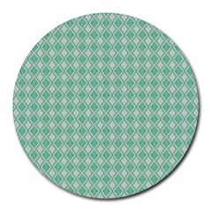 Argyle Light Green Pattern Round Mousepads by BrightVibesDesign