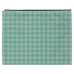 Argyle Light Green Pattern Cosmetic Bag (xxxl) by BrightVibesDesign