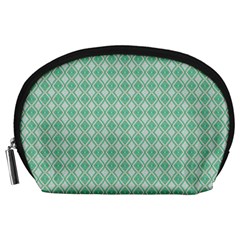 Argyle Light Green Pattern Accessory Pouch (large) by BrightVibesDesign