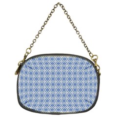 Argyle Light Blue Pattern Chain Purse (two Sides) by BrightVibesDesign