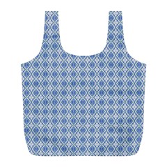 Argyle Light Blue Pattern Full Print Recycle Bag (l) by BrightVibesDesign