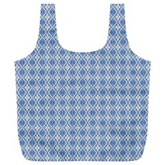 Argyle Light Blue Pattern Full Print Recycle Bag (xl) by BrightVibesDesign