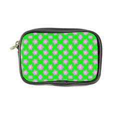 Modern Pink Flowers  On Green Coin Purse by BrightVibesDesign