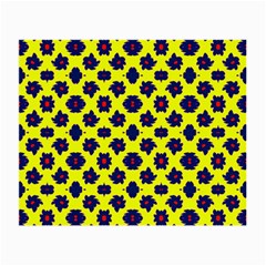 Modern Dark Blue Flowers On Yellow Small Glasses Cloth (2 Sides)