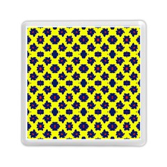 Modern Dark Blue Flowers On Yellow Memory Card Reader (Square)