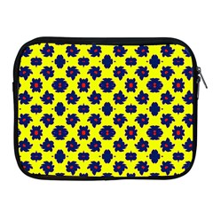 Modern Dark Blue Flowers On Yellow Apple iPad 2/3/4 Zipper Cases