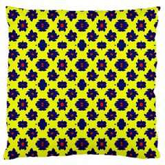 Modern Dark Blue Flowers On Yellow Standard Flano Cushion Case (One Side)