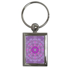 Beautiful Floral Wreaths And Flowers Around The Earth Key Chain (rectangle) by pepitasart