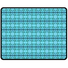 Cute Flowers Vines Pattern Pastel Turquoise Fleece Blanket (medium)  by BrightVibesDesign