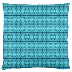 Cute Flowers Vines Pattern Pastel Turquoise Large Flano Cushion Case (one Side) by BrightVibesDesign