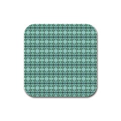 Cute Flowers Vines Pattern Pastel Green Rubber Square Coaster (4 Pack)  by BrightVibesDesign