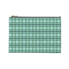 Cute Flowers Vines Pattern Pastel Green Cosmetic Bag (large)