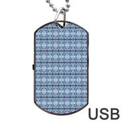 Cute Flowers Pattern Pastel Blue Dog Tag Usb Flash (two Sides) by BrightVibesDesign