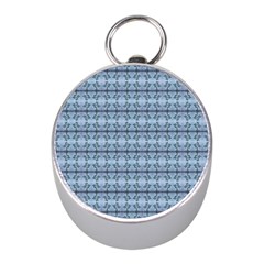 Cute Flowers Pattern Pastel Blue Mini Silver Compasses by BrightVibesDesign