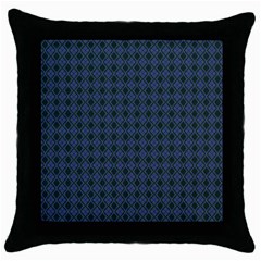 Argyle Dark Purple Black Pattern Throw Pillow Case (black) by BrightVibesDesign