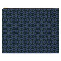 Argyle Dark Purple Black Pattern Cosmetic Bag (xxxl) by BrightVibesDesign