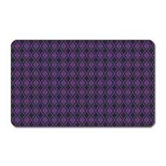 Argyle Dark Pink Black Pattern Magnet (Rectangular)