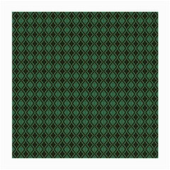 Argyle Dark Green Brown Pattern Medium Glasses Cloth (2 Sides) by BrightVibesDesign