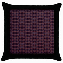 Argyle Dark Purple Yellow Pattern Throw Pillow Case (black) by BrightVibesDesign