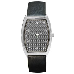 Ornate Oval Pattern Grey Black White Barrel Style Metal Watch