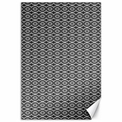 Ornate Oval Pattern Grey Black White Canvas 12  x 18 