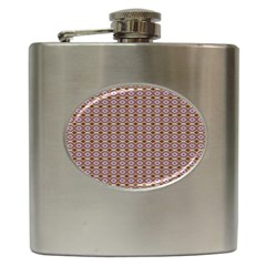 Ornate Oval  Pattern Yellow Blue Hip Flask (6 Oz) by BrightVibesDesign