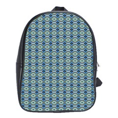 Ornate Oval  Pattern Blue Orange School Bag (xl) by BrightVibesDesign
