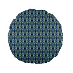 Ornate Oval  Pattern Blue Orange Standard 15  Premium Flano Round Cushions by BrightVibesDesign